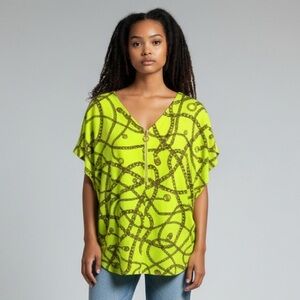 Michael Kors Caftan Tunic Flutter Top Shirt Chain